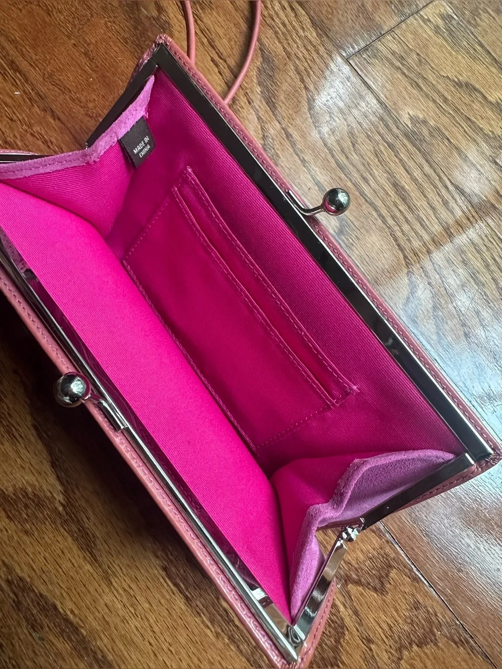 Coach Magenta Suede Wristlet Clutch with Leather Trim